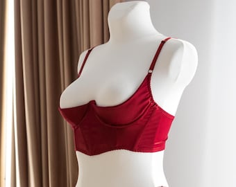 Satin Cupless Corset Bra: Open Shelf Lingerie, AA-F Cup