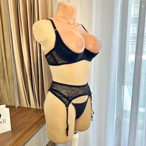 See through lingeries with open cups and open panty, Open cupless bra extreme Open crotched panty, Garter belt lingerie set, Open lingeries