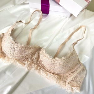 Womens 1/4 Cup Shelf Bra Lingerie Push Up Underwired Lace Trim Bra