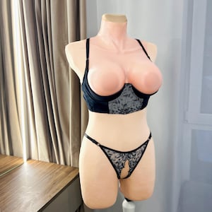 Open crotched lingerie uncencered, Open cupless bra extreme for large breast, Cupless lingerie big breast Crotchles lingerie, Shelf bra open