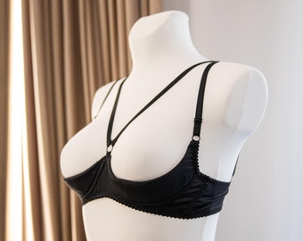 Satin Shelf Bra, Open Cupless Lingerie, Plus Size Support