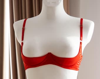 Satin Open Cupless Bra: Shelf Lingerie, Plus Size Support