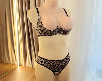 Shelf bra lingerie, Cupless bra for smal breast, Lingerie see through, Open cupless bra bustier, Open crotched bikini, Lingerie lepeord