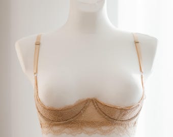 Cupless half cup bra Plus size Bra with support, Lace Shelf bra open quarter cup for large bust,  Open cupless bra