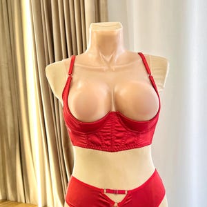 Quarter cupless bra plus size, Open cupless bra extreme, See through lingeries with open cups, Shelf bra open support