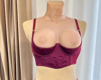 Satin Cupless Shelf Bra Corset, Open Bust Lingerie, Plus Size