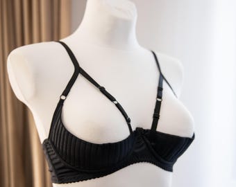 Open cupless lingerie transparent, Shelf bra open support, Open lingeries sets open cupless, Half cup shelf bra