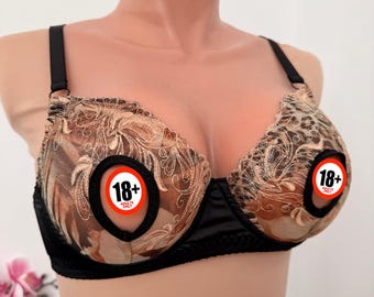 Open cutout bra: Peep hole bra Exposed nipples, Open crotched lingerie Peak-A-Boo