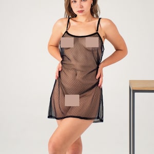 See through nightgown sheer nightdress, lingerie see through night dress  Red and Black, Sheer nightgown, Mesh nightgown