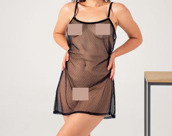 See through nightgown sheer nightdress, lingerie see through night dress  Red and Black, Sheer nightgown, Mesh nightgown
