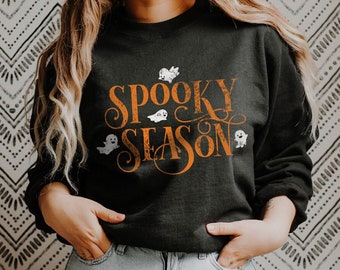 Cute Fall Sweatshirt Cute Ghost Sweatshirt Halloween Sweatshirt Halloween Ghost Sweatshirt Spooky Season Shirt Women Sweatshirt