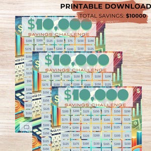 10,000 Savings Challenge | 70-Square Financial Tracker | Printable Savings Planner | Digital Download