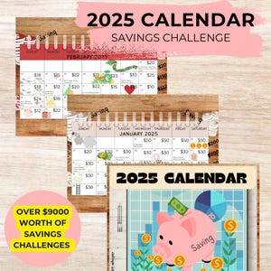 2025 Monthly Savings Challenge Calendar | Digital Download | 12-Month Budget Planner