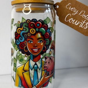 Every Dollar Counts Savings Jar - 16oz Glass Jar with Bamboo Lid + 3 Bonus Challenges - Fun & Motivational Savings Tool