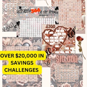 Spar-Challenge Bundle - Spaß & romantische Spar-Challenge für alle Herzen, Rosen, Ringe Themed Digital Designs Free Wall Art PNG inklusive.