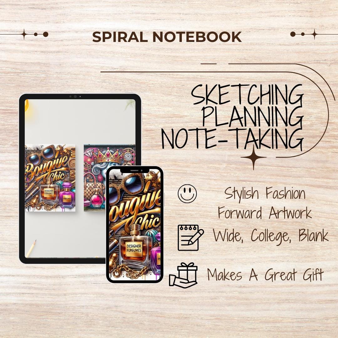 Bougie and Chic Notebook - College Rule, Wide Rule, or Blank Pages ...