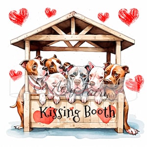 Digital File JPG Pit Bull Kissing Booth Two Images Download Only Sublimation