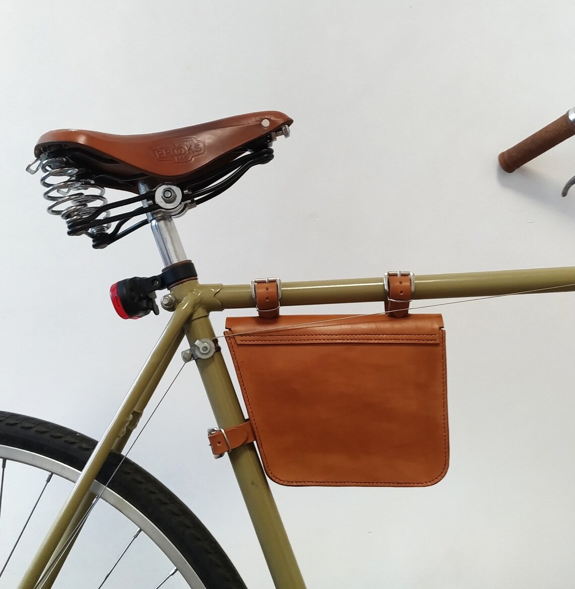 Leather Frame Bag for Bicycle With Two Locks Leather Tool Bag Etsy