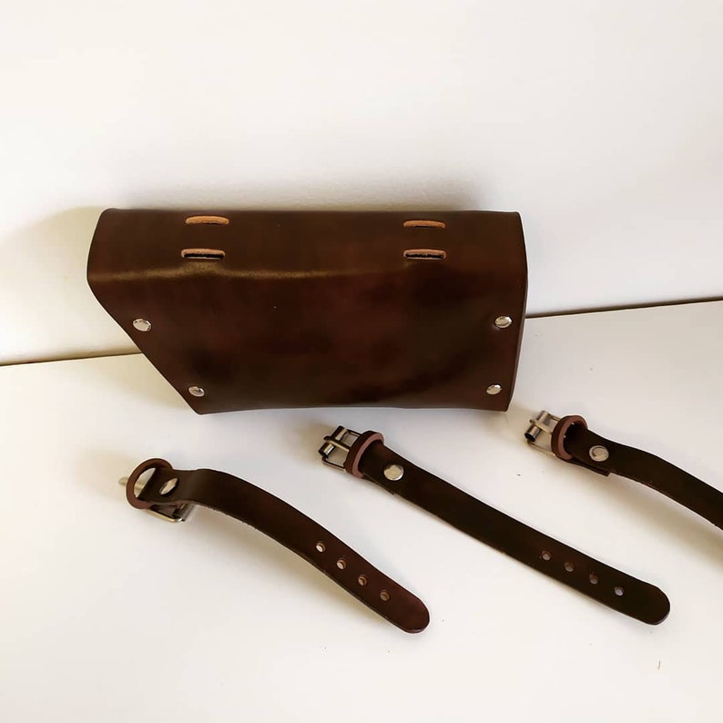 Leather frame bag for bicycle Leather tool bag Bike bag Etsy