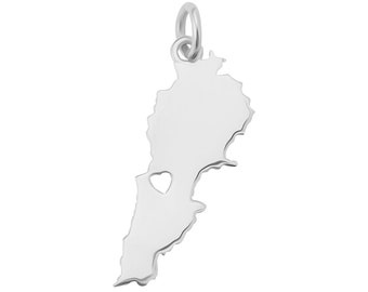 Beirut Heart Of Lebanon, Lebanon Jewelry, Lebanon Map Necklace, Sterling Silver, 14K Solid Gold, Lebanese Jewelry, Country Necklace