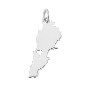 Beirut Herz des Libanon, Libanon Schmuck, Libanon Karte Halskette, Sterling Silber, 14K solid Gold, libanesischer Schmuck, Land Halskette