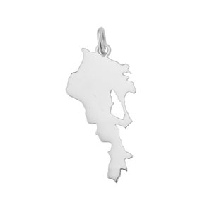 Armenia Map with Lake Sevan / Armenia Necklace / Armenia Jewelry / Sterling Silver 14k Solid Gold Necklace / Armenian Pendant