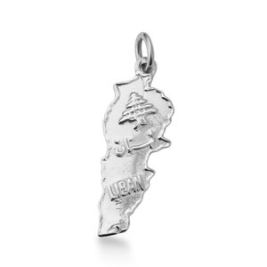 Libanon, Libanon Karte mit Zeder, Libanon Schmuck, Libanon Karte Halskette, Sterling Silber, 14K Gold