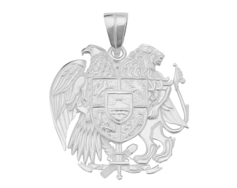 Armenian National Coat of Arms Pendant Necklace / Armenia Jewelry / Sterling Silver / 14k Solid Gold Necklace / Armenian Pendant