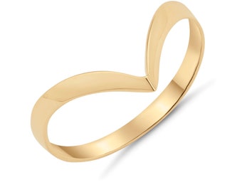 Chevron Stackable Ring / 14k Solid Yellow Gold / 14k Solid White Gold / 14k Solid Rose Gold