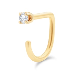 Large Diamond Claw Earring - 14k Solid Gold Huggie Hoop Earring