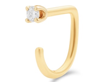 Diamond Claw Earring - 14k Gold Huggie Hoop Earring