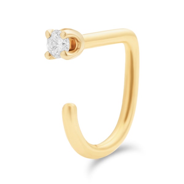 Diamond Claw Earring - 14k Gold Huggie Hoop Earring