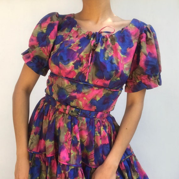 Vintage 1950s vibrant multicolored western swing d