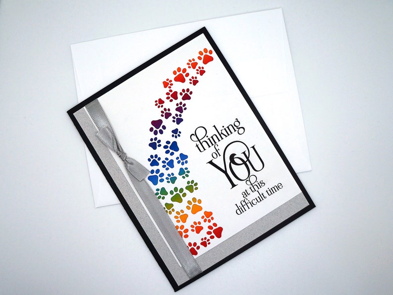 Handmade Pet Sympathy Card with Rainbow Bridge of Paw Prints image 9