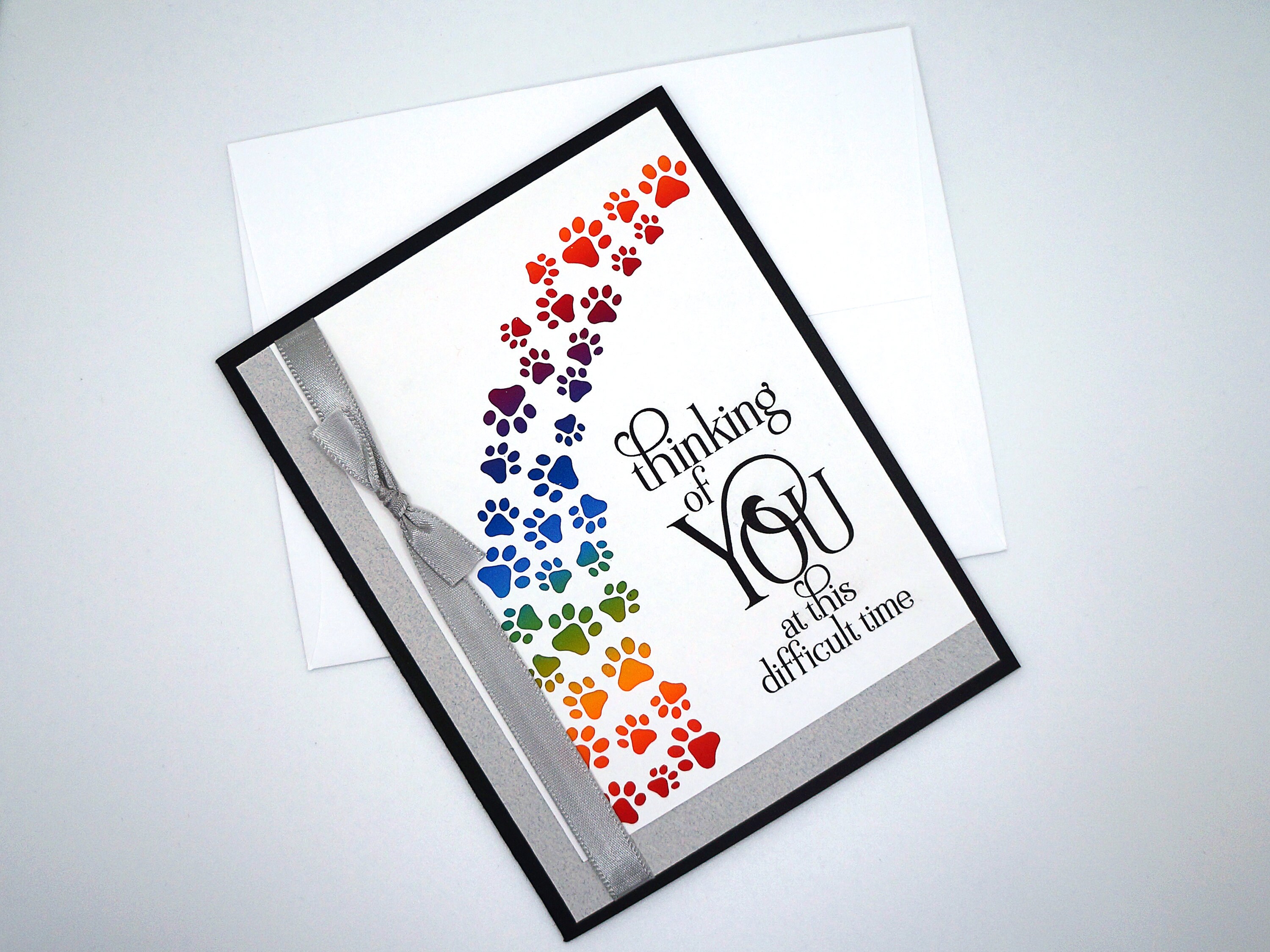 Handmade Pet Sympathy Card With Rainbow Bridge of Paw Prints - Etsy