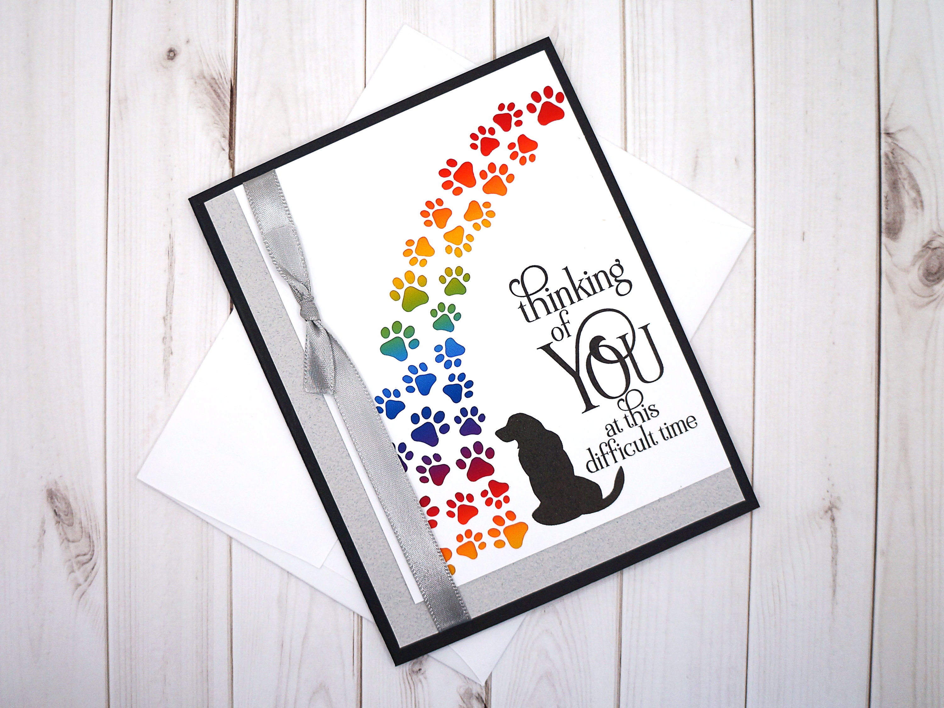 Handmade Pet Sympathy Card With Rainbow Bridge of Paw Prints - Etsy