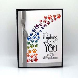 Handmade Pet Sympathy Card with Rainbow Bridge of Paw Prints image 6