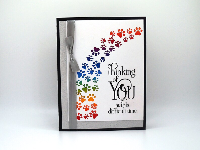 Handmade Pet Sympathy Card with Rainbow Bridge of Paw Prints image 6