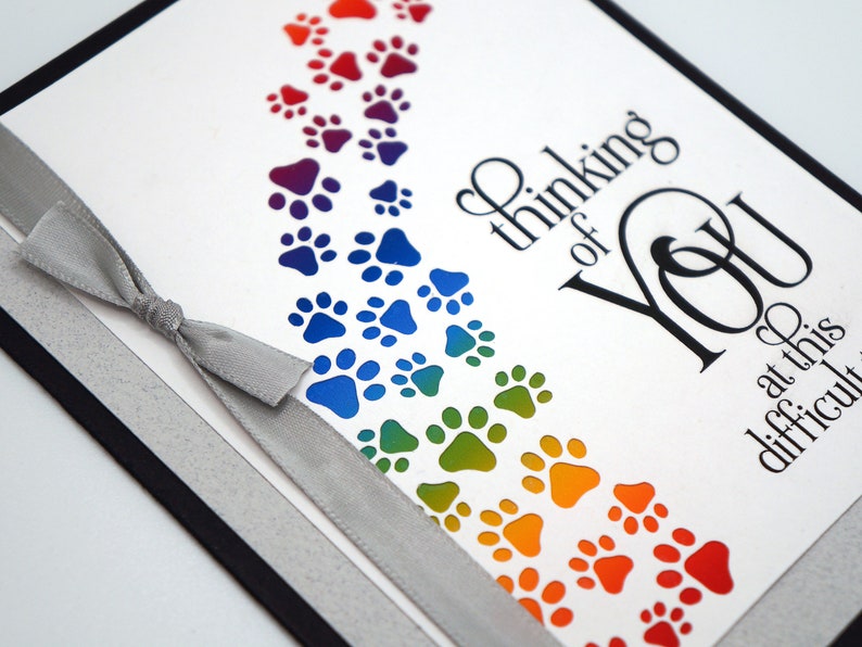 Handmade Pet Sympathy Card with Rainbow Bridge of Paw Prints image 4