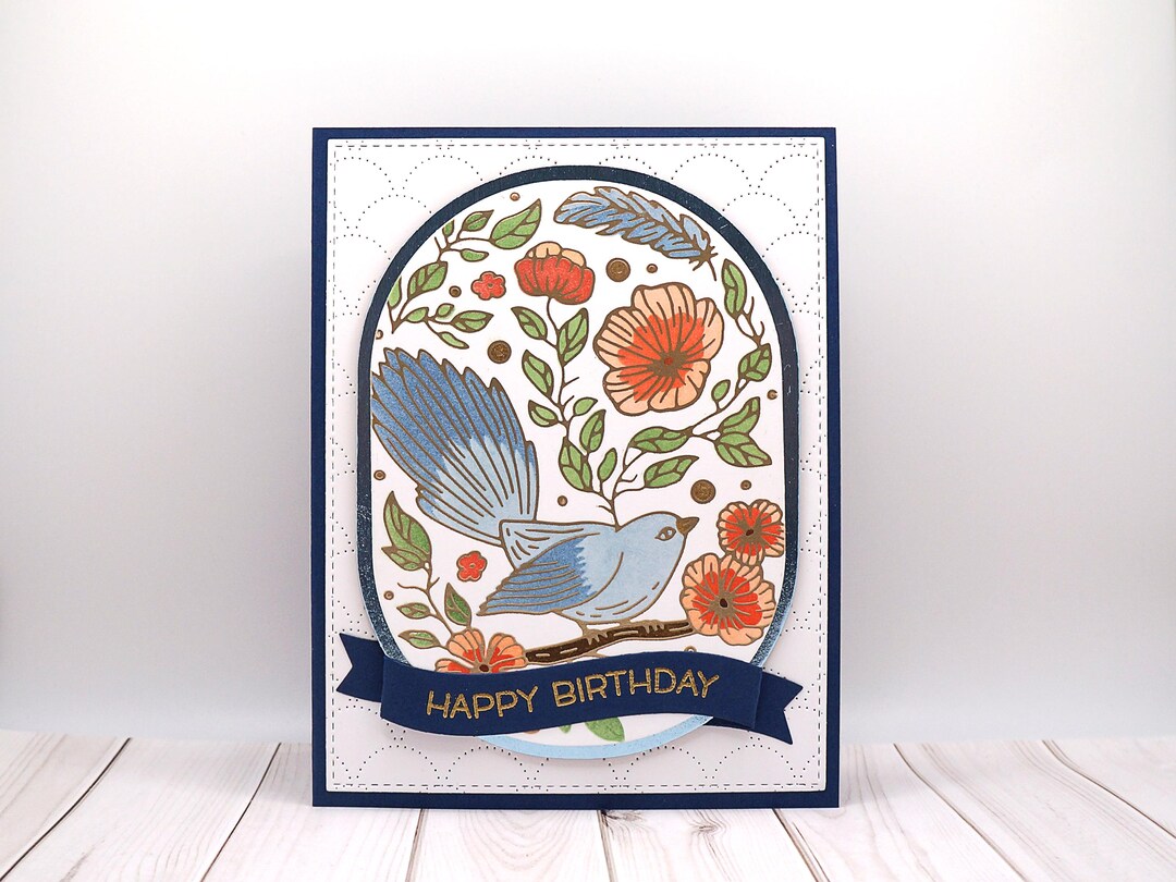 Geburtstagskarte Für Sie - Mit Goldfolie, Vogel Auf Ast Design, Inkl. Umschlag, 12,7x17,8 Cm