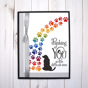 Handgemaakte Pet Sympathy Card met Rainbow Bridge of Paw Prints