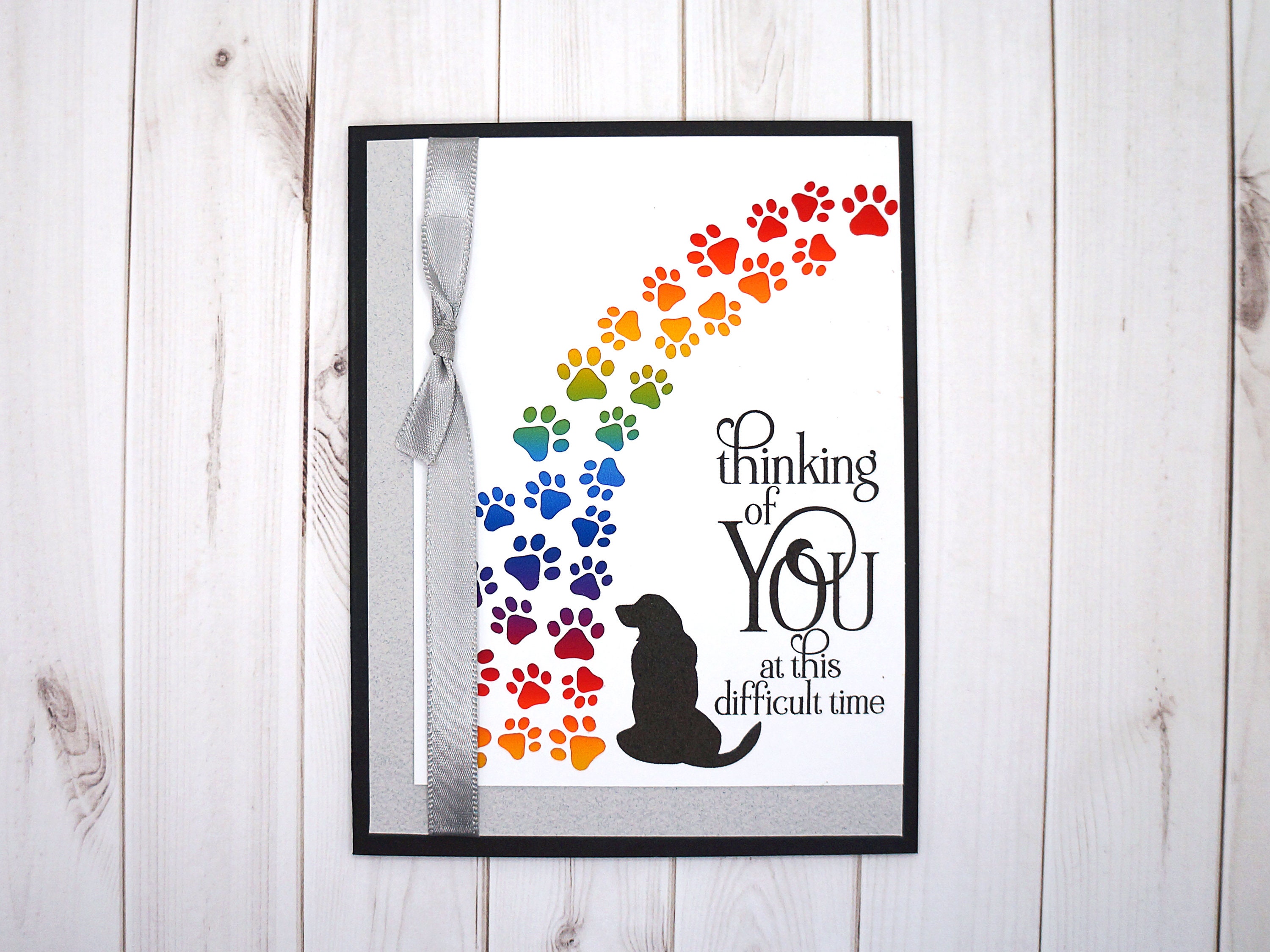 Handmade Pet Sympathy Card With Rainbow Bridge of Paw Prints - Etsy