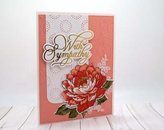 Handmade Sympathy Card with a Large Hand Stamped Flower