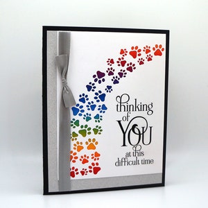 Handmade Pet Sympathy Card with Rainbow Bridge of Paw Prints image 7