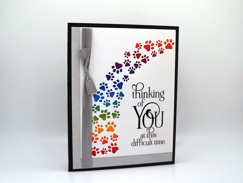 Handmade Pet Sympathy Card with Rainbow Bridge of Paw Prints image 7