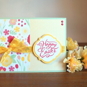 Handmade Easter Card with Floral Background and Beautiful Calligraphy Sentiment