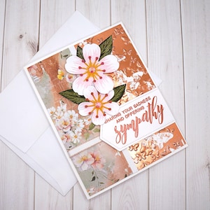 Carte de sympathie faite main avec fleurs de cerisier 3D