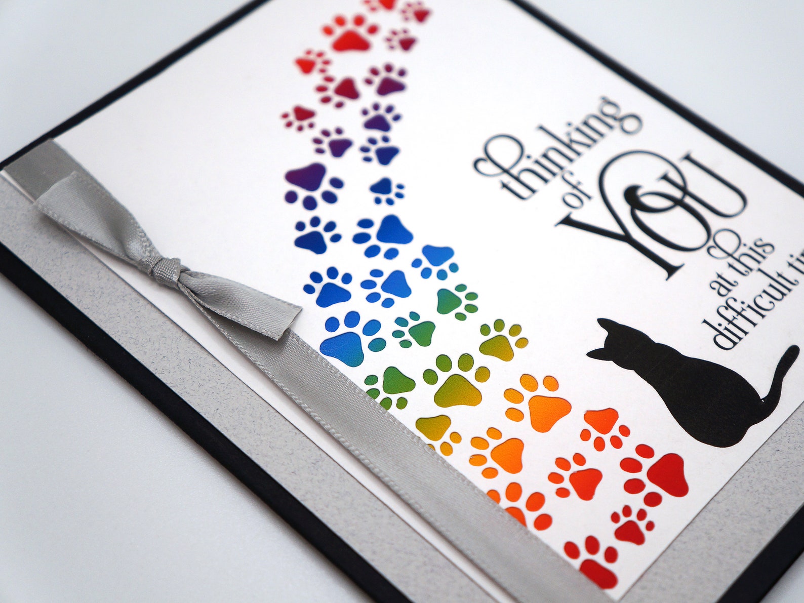 Handmade Pet Sympathy Card With Rainbow Bridge of Paw Prints - Etsy