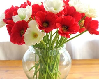 Mandy's 10pcs Red Poppy Artificial Flower for Wedding Home & Kitchen PU 12.5 vase not Include Mandy's 10pcs Red Poppy Artificial Flower for Wedding Home & Kitchen PU 12.5 vase not Include