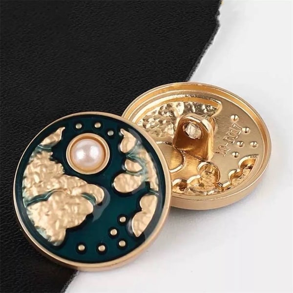 09. 5 pcs of 23mm Decorative Buttons for Clothing Moon Sun Motif Round Metal Buttons Sewing Supplies and Accessories Buttons for Needlework